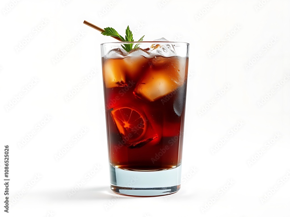 Refreshing Cuba Libre Cocktail with Mint Garnish - Product Photography. AI Generated Refreshing Cuba Libre Cocktail with Mint Garnish - Product Photography. AI Generated