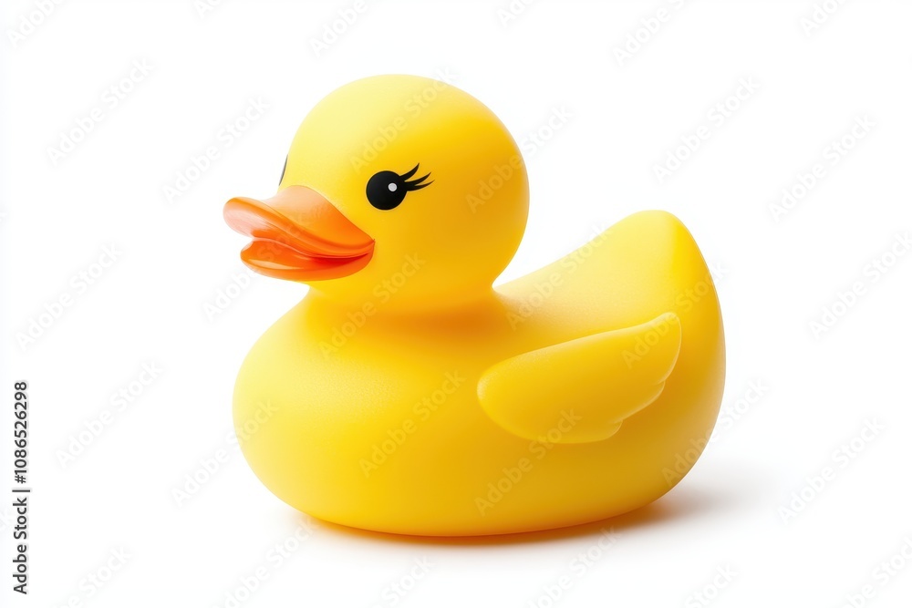 Cute Yellow Rubber Duck on White Background Cute Yellow Rubber Duck on White Background
