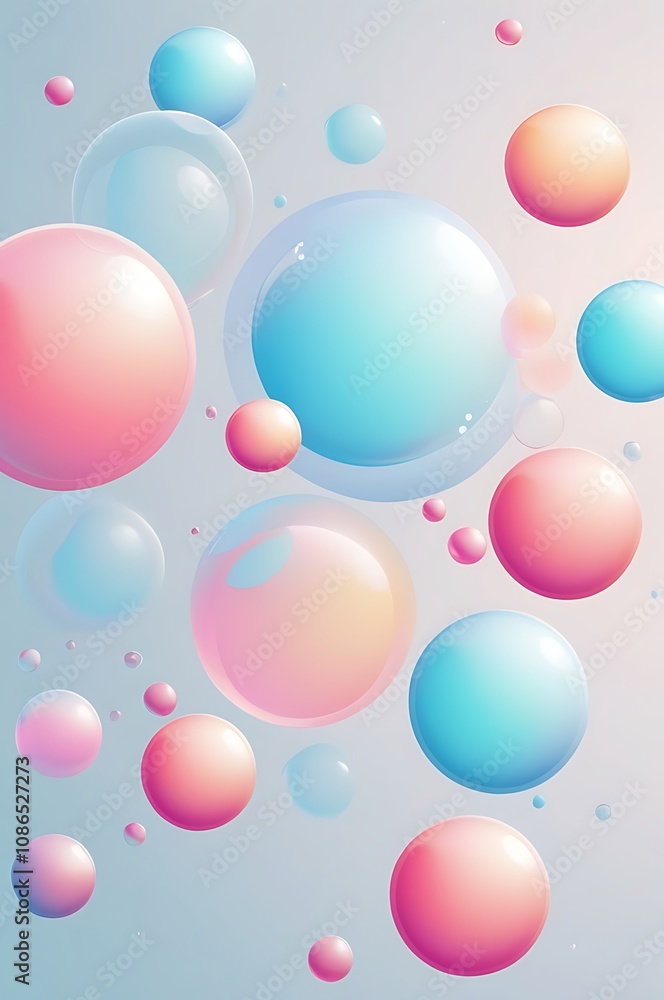 Pastel Colored Spheres Float Gently In Space Pastel Colored Spheres Float Gently In Space