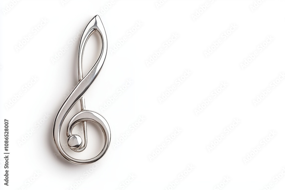 Obraz premium Elegant Silver Music Note on a Plain Background