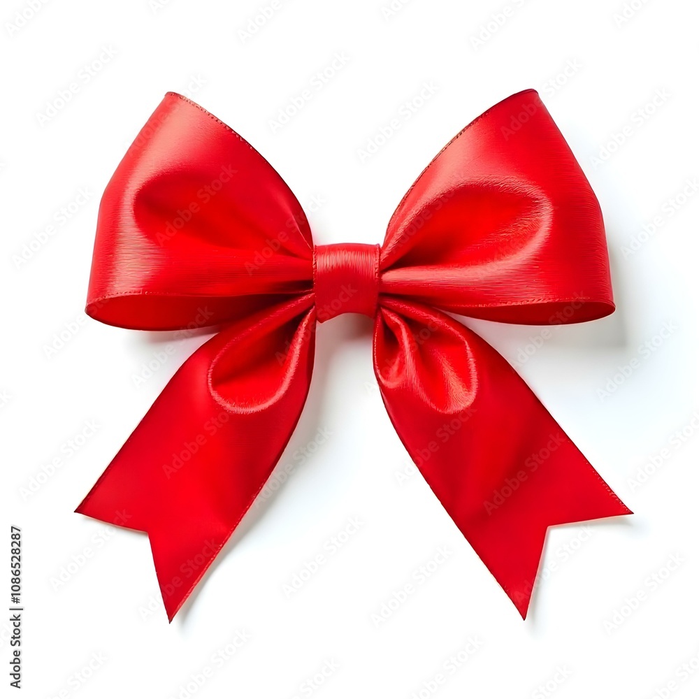 Fototapeta premium ribbon, bow, red, loop, tied, perfect, decoration, gift, festive, isolated, background, white, elegant, holiday, Christmas, wrapping, present, decorative, beautiful, glossy, shiny, festivebow,