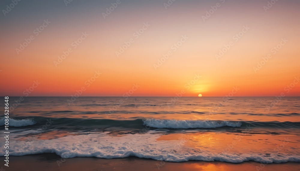 Fototapeta premium Captivating sunset over ocean with tropical beach natural beauty majestic view