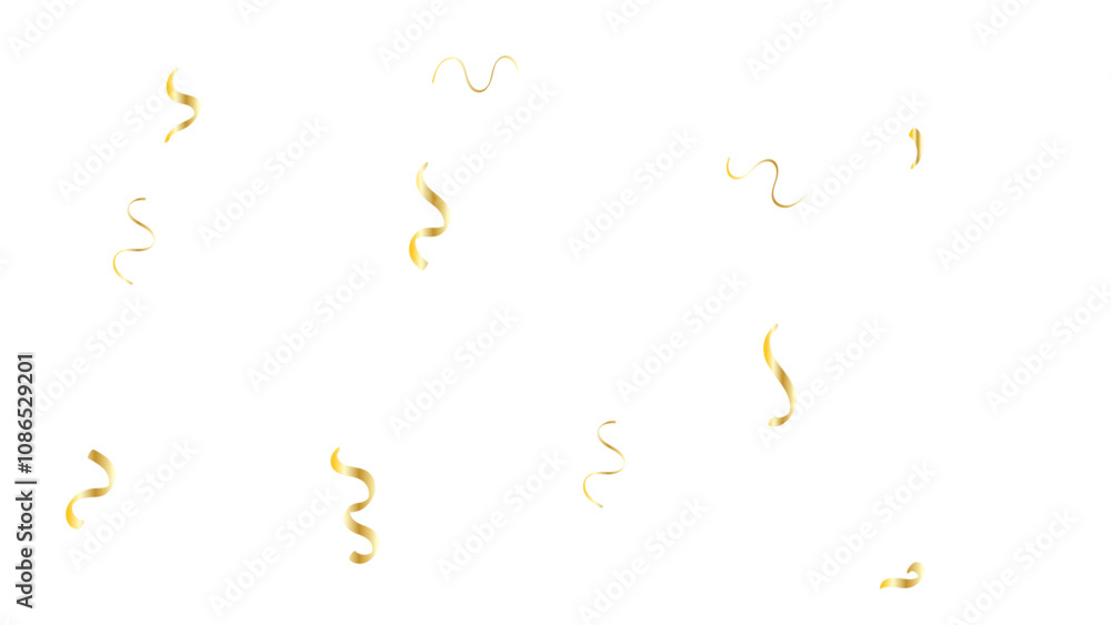 Falling shiny gold confetti. Glitter confetti frame on long background. Anniversary celebration banner. Bright festive tinsel. Birthday party. Holiday design elements. Vector illustration Falling shiny gold confetti. Glitter confetti frame on long background. Anniversary celebration banner. Bright festive tinsel. Birthday party. Holiday design elements. Vector illustration