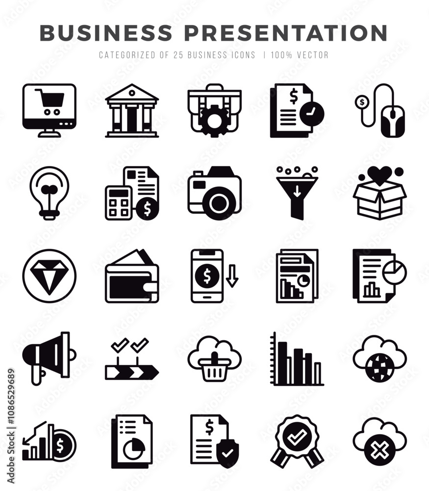 Business Presentation Icons Pack. Lineal Filled icons set. Lineal Filled icon collection set. Business Presentation Icons Pack. Lineal Filled icons set. Lineal Filled icon collection set.