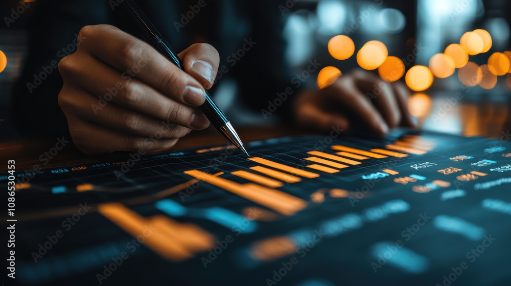 Businessman Writing Down Arrow with Cost and Up Arrow Businessman Writing Down Arrow with Cost and Up Arrow