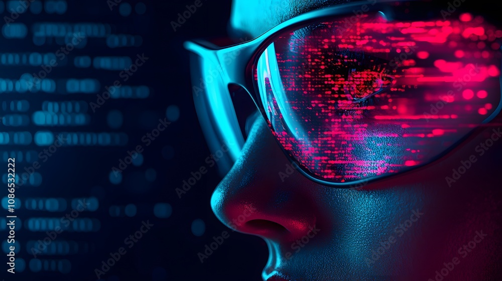 Embracing Tomorrow: A Woman in Smart Glasses Capturing the Pulse of a Digital Future. Women in Tech Concept Embracing Tomorrow: A Woman in Smart Glasses Capturing the Pulse of a Digital Future. Women in Tech Concept