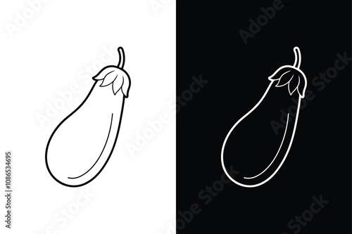 Thin Line Eggplant Icon. Sleek Design for Garden-Fresh Themes photo