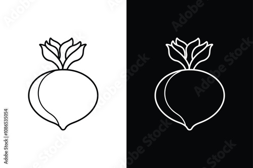 Kohlrabi Cabbage Outline Sketch. Perfect for Farming and Veggie Art