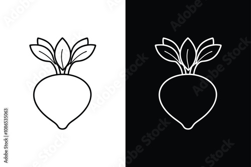 Fresh Kohlrabi Vegetable Icon. Blue Pen or Marker Drawing Style