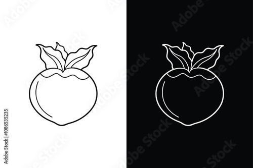 Fresh Kohlrabi Icon Outline. Hand-Drawn Vector Sketch Design