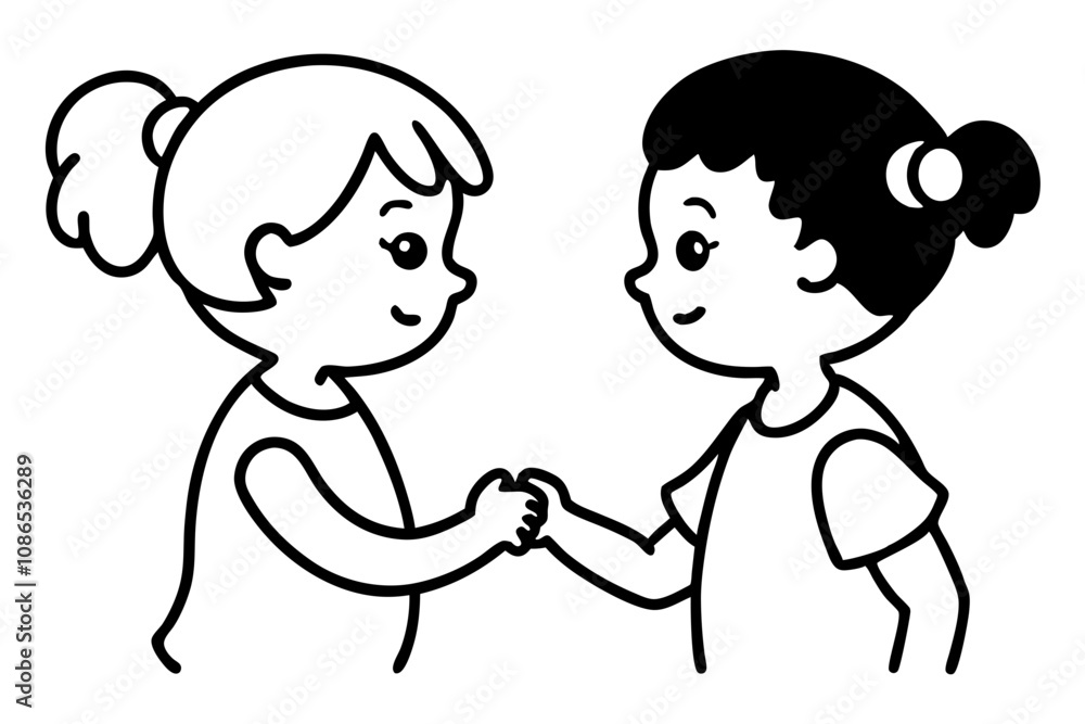 Two hands forming a heart gesture with a pink heart illustration, Valentine Theme, Line Art Silhouette vector illustration Two hands forming a heart gesture with a pink heart illustration, Valentine Theme, Line Art Silhouette vector illustration