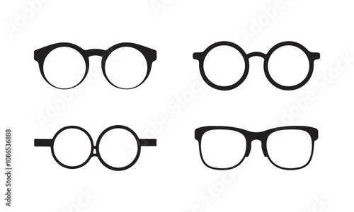 Eye Glasses icon set vector on black and white.