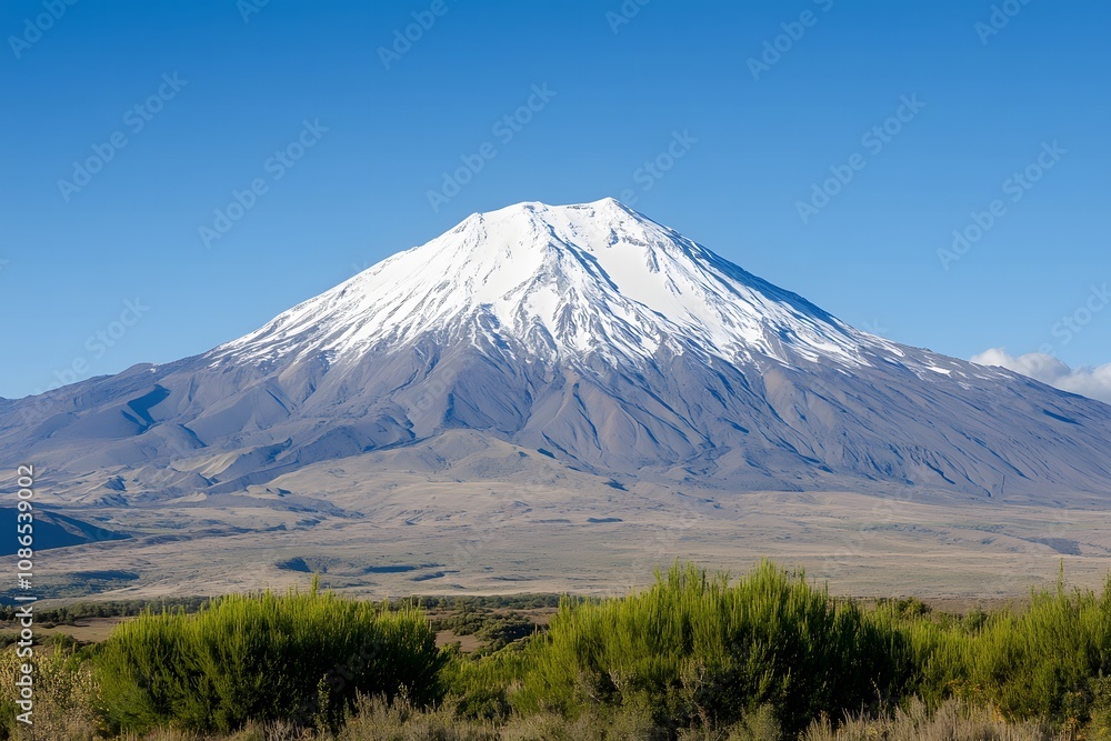 speak under a clear blue sky, copyspace on left. Soft natural light. International Mountain Day speak under a clear blue sky, copyspace on left. Soft natural light. International Mountain Day