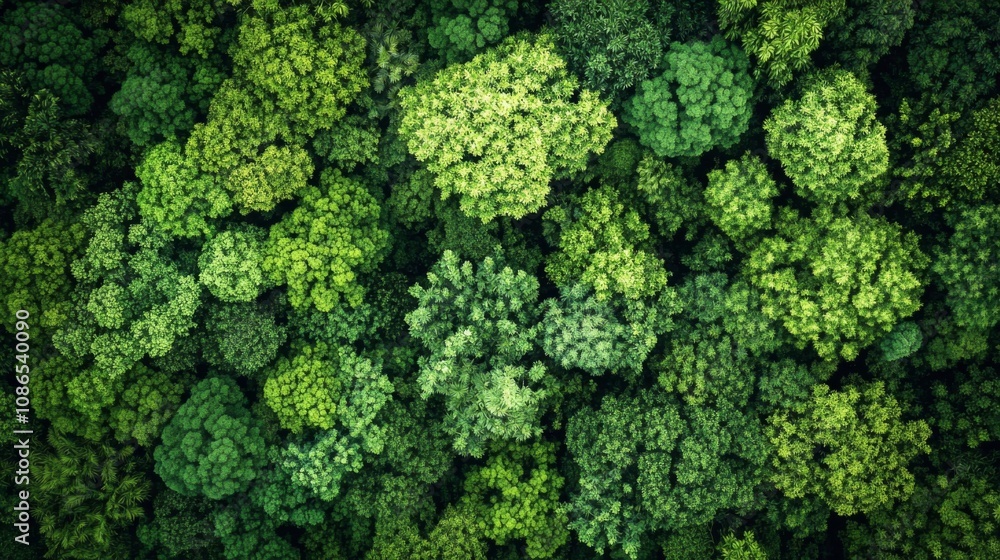 Aerial view dense forest trees are densely packed Aerial view dense forest trees are densely packed