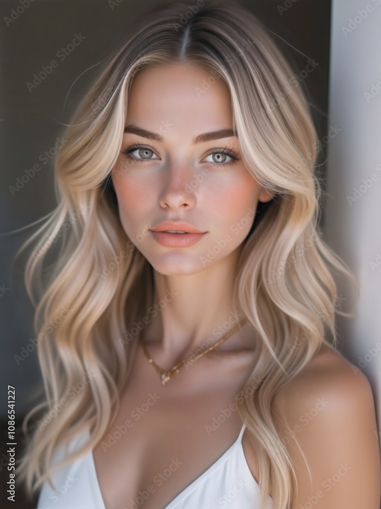 Natural Beauty with Soft Waves and Radiant Skin Natural Beauty with Soft Waves and Radiant Skin