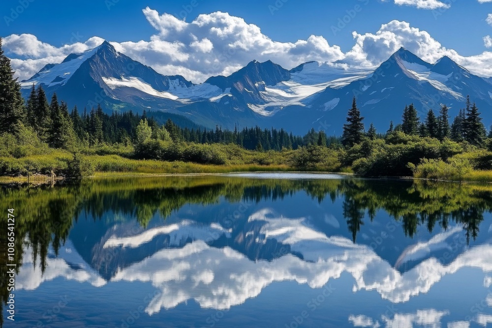 Landscape photograph mountain range reflected calm lake sky majestic reflections serene Landscape photograph mountain range reflected calm lake sky majestic reflections serene
