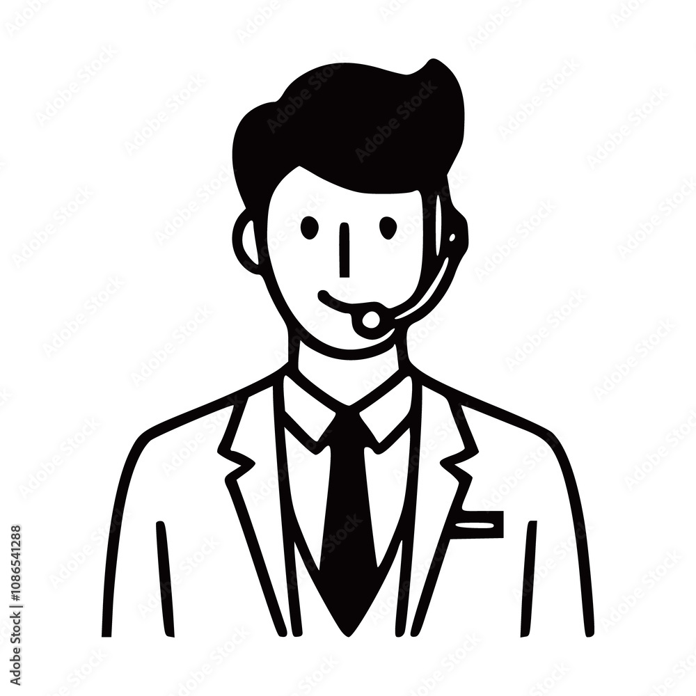 Continuous line drawing a man coustomer care services vector art generated Ai Continuous line drawing a man coustomer care services vector art generated Ai