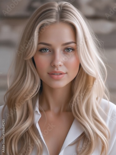 Portrait of a Young Woman with Long Blonde Hair