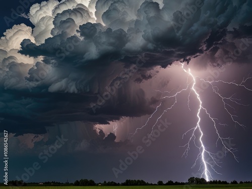 storm over the sea,lightning in the mountains