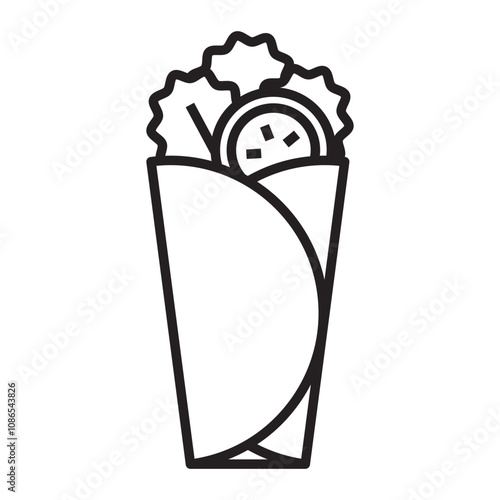 Food Wrap with Vegetables line icon.