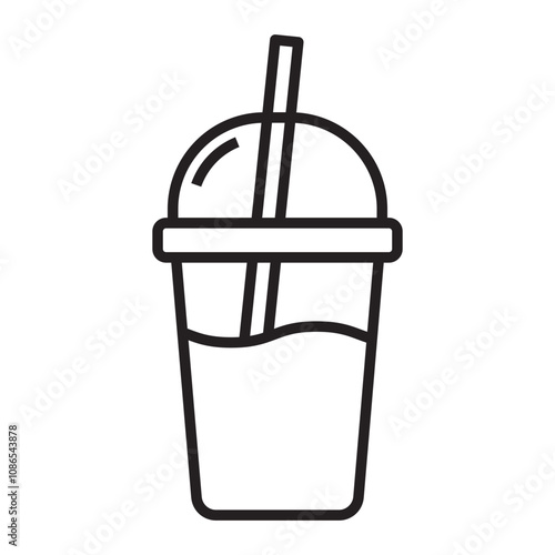 Beverage Cup with Straw line icon.