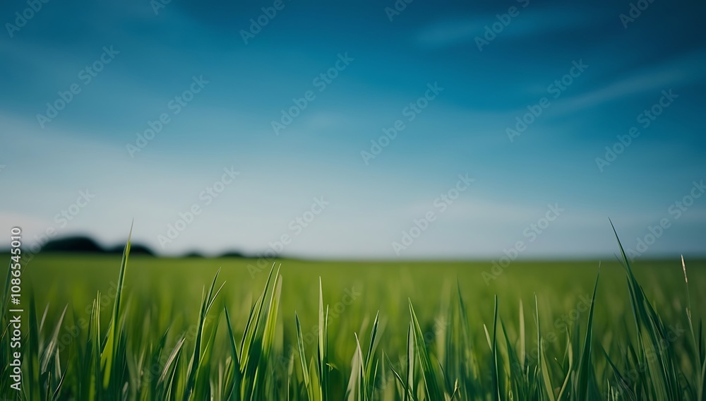 Green Grass Blades Under a Blue Sky Green Grass Blades Under a Blue Sky