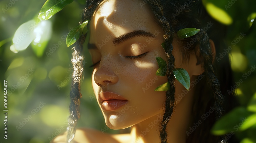 forest fairy with blue eyes among daisies forest fairy with blue eyes among daisies