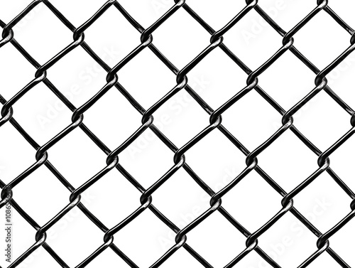 chain link fence isolated on white