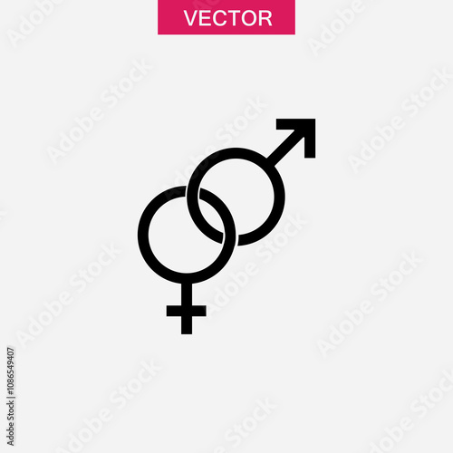 Heterosexual gender symbol icon vector, simple black male and female trendy style illustration for web and app..eps