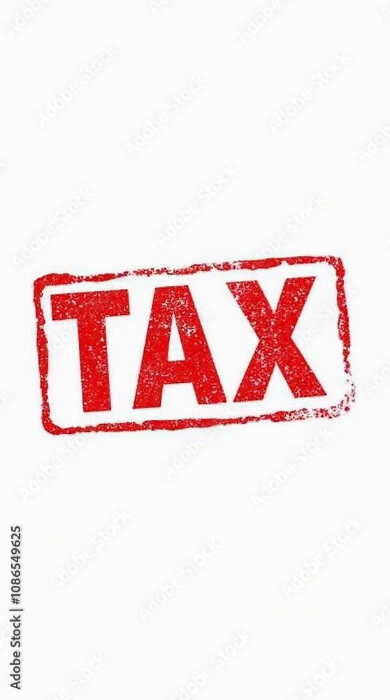 Red tax stamp on a white background for financial concepts Red tax stamp on a white background for financial concepts