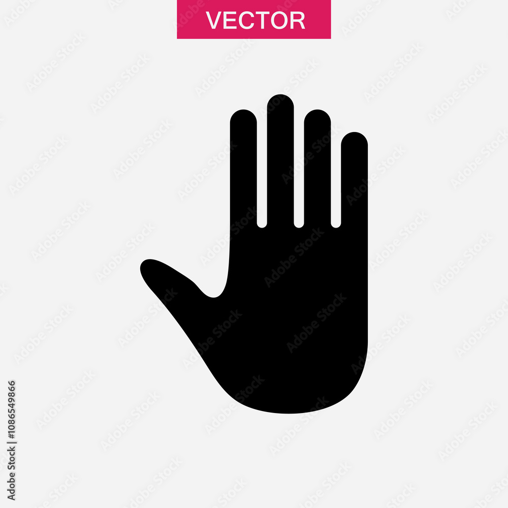 Obraz premium Palm, Hand icon vector, simple flat black trendy style illustration for web and app..eps