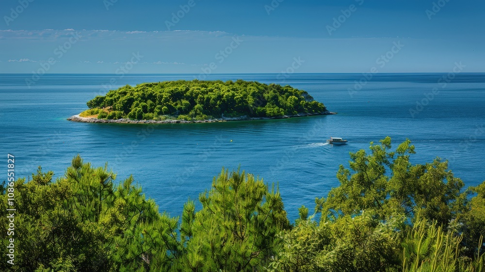 Fototapeta premium Serene Island Landscape with Clear Blue Waters