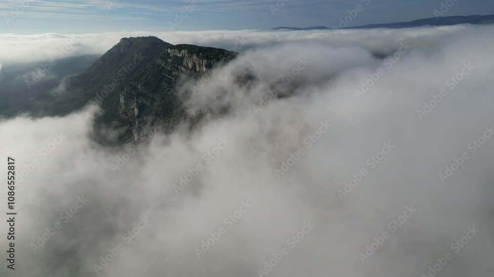 Chateau de Crussol - is a mostly-ruined 12th century limestone castle in the commune of Saint-Peray that dominates the valley of Rhone, just opposite Valence in the Ardeche departement, Rhone-Alpes