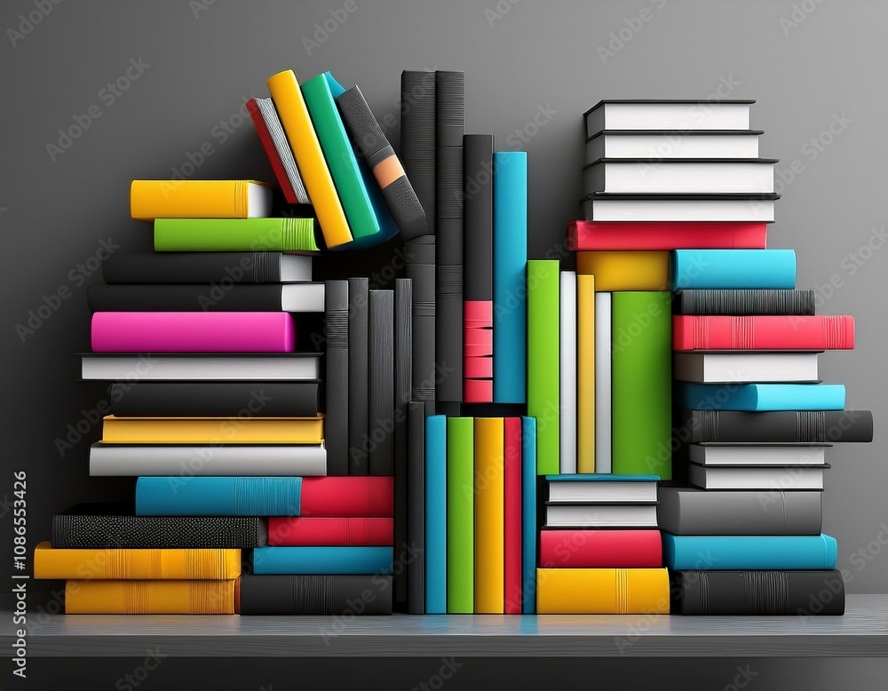 Fototapeta premium Minimalist Bookshelf with Monochromatic Design