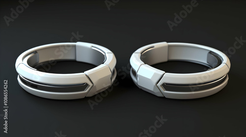 Futuristic Wedding Bands: A pair of sleek, modern wedding bands with a geometric design, showcasing the beauty of contemporary jewelry.  