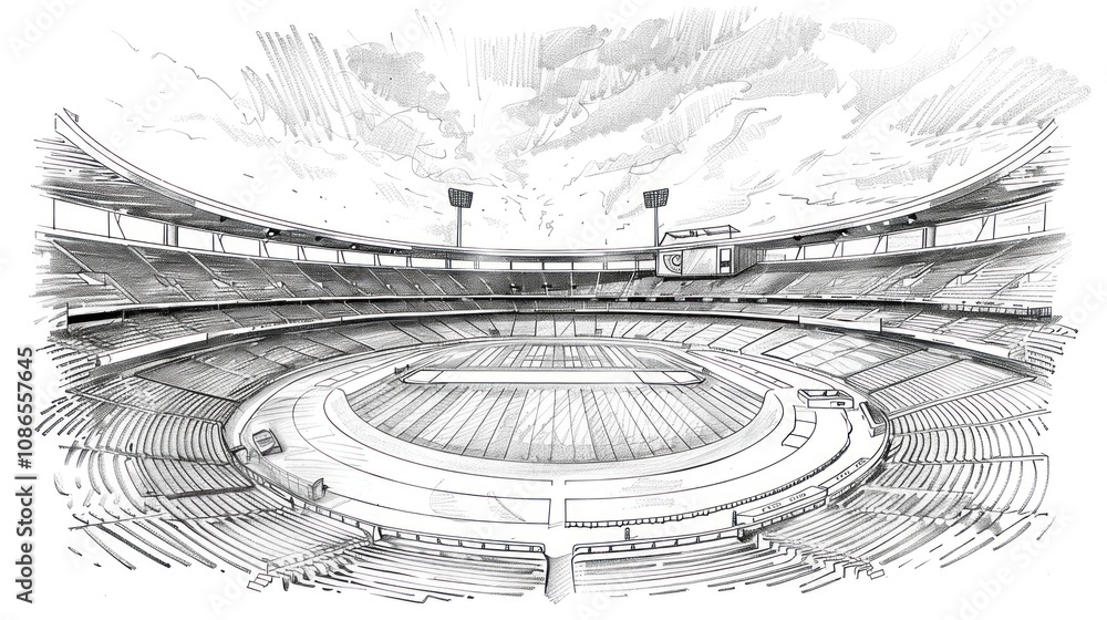 Fototapeta premium A Hand-Drawn Sketch of a Large Stadium