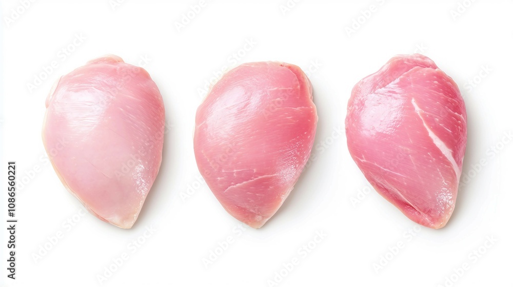 Fresh Raw Chicken Breasts on a White Background, Ideal for Cooking, Meal Preparation, and Culinary Presentations with Healthy Ingredients Fresh Raw Chicken Breasts on a White Background, Ideal for Cooking, Meal Preparation, and Culinary Presentations with Healthy Ingredients