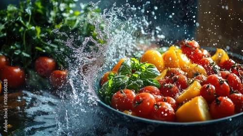 Different cuisines images, Nature's Bounty, Fresh Fruits and Vegetables in a Row