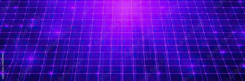 Mystical violet grid with glowing filaments, glowing filaments, neon lights Mystical violet grid with glowing filaments, glowing filaments, neon lights