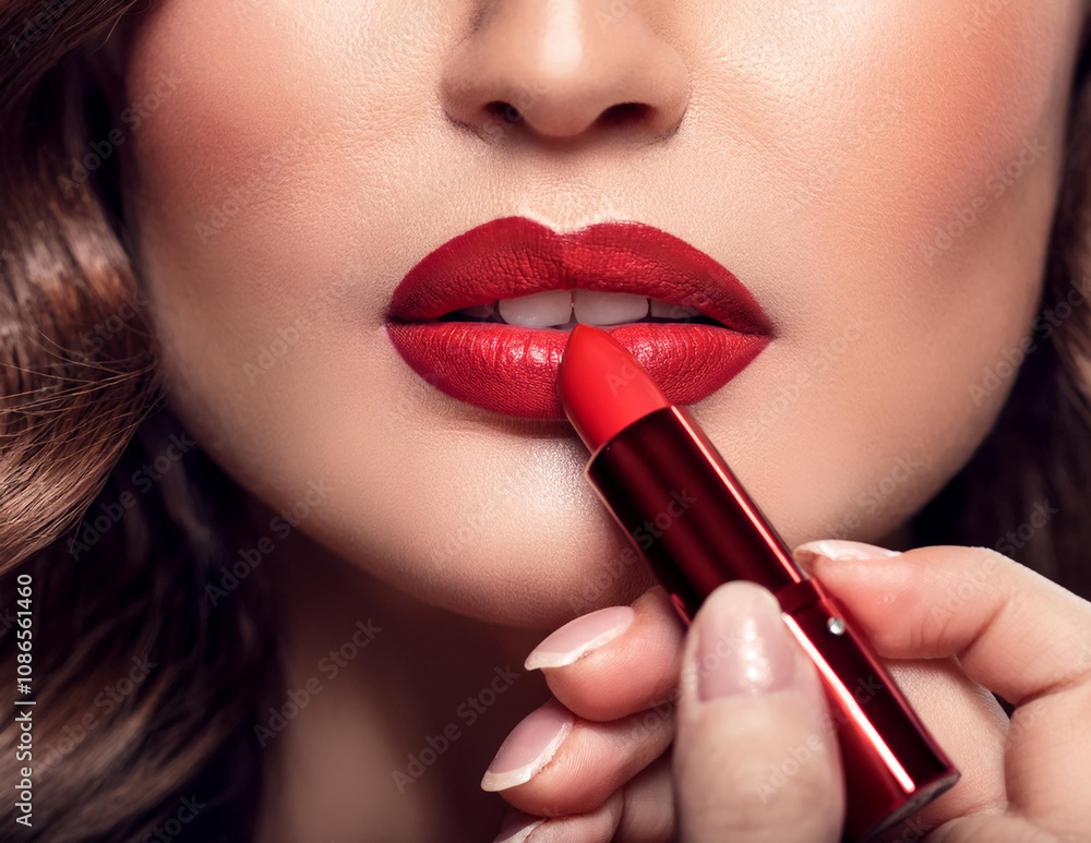 Lippenstift wird aufgetragen