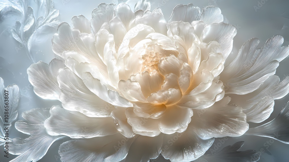 digital technology ice sculpture white peony flower illustration poster background digital technology ice sculpture white peony flower illustration poster background