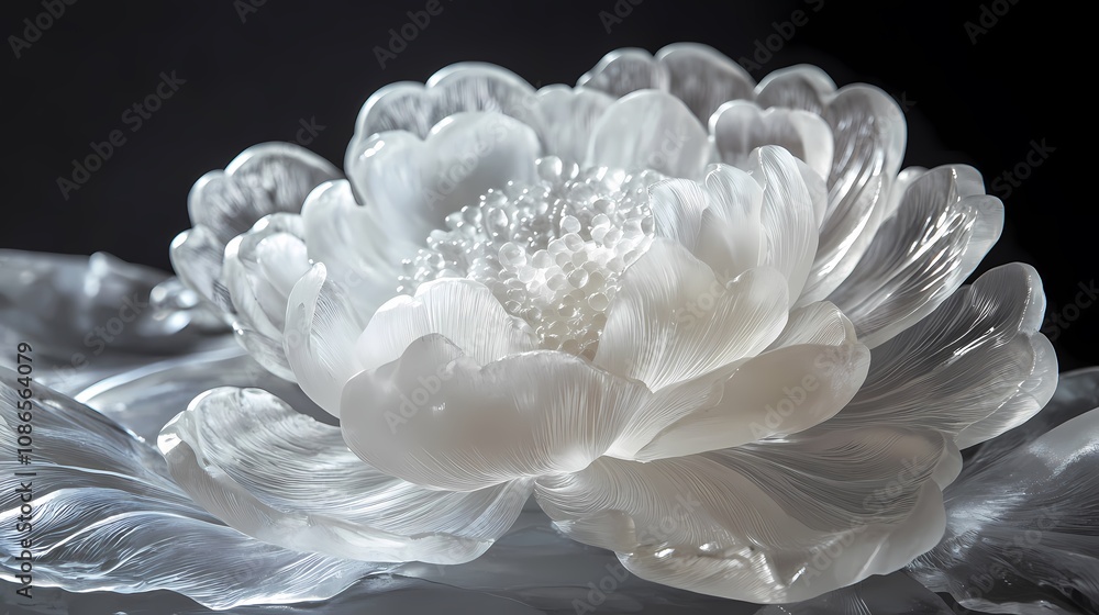 digital technology ice sculpture white peony flower illustration poster background digital technology ice sculpture white peony flower illustration poster background