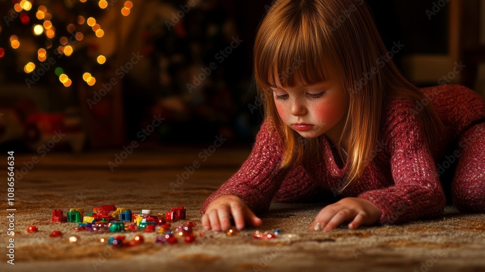 Portrait of a Young Child playing with toys indoors. Portrait of a Young Child playing with toys indoors.