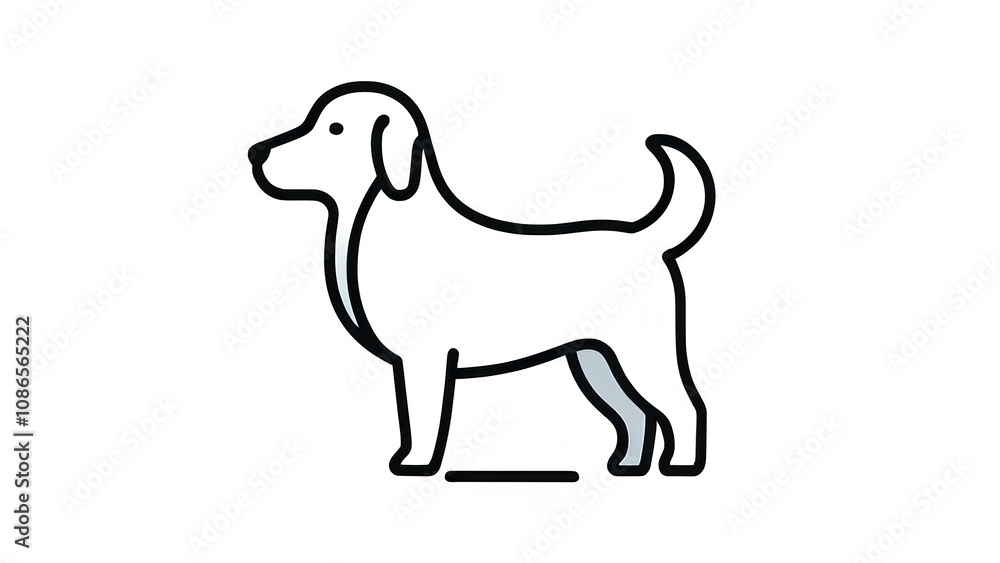 Fototapeta premium Simple dog icon with clean lines on a white background, ideal for pet-related designs or branding.