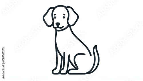 A clean and modern dog icon illustration with simple lines on a white background