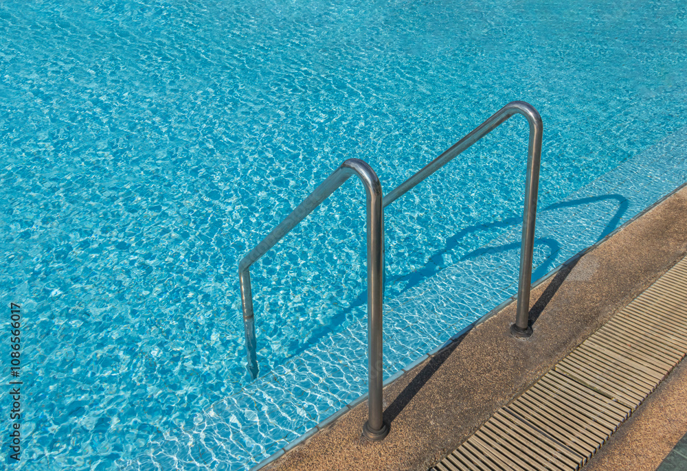 Ladder stainless handrails for descent into swimming pool Ladder stainless handrails for descent into swimming pool