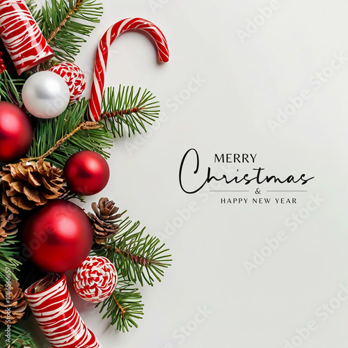 Realistic Christmas and happy new year background with realistic decorations
