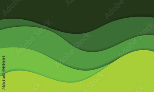 Abstract green modern papercut style wavy background
