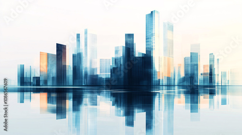 City silhouette, Abstract city skyline in sky, Abstract city background, panorama