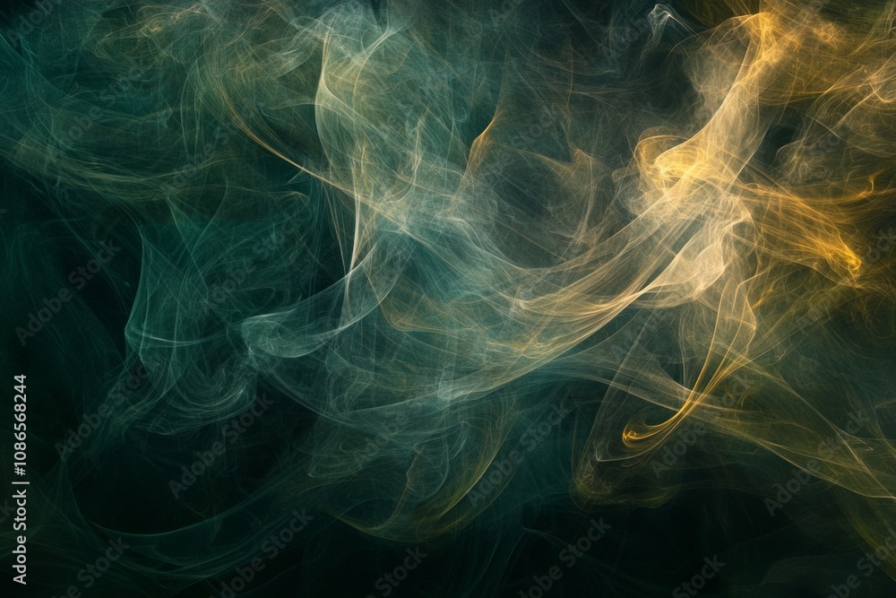 Obraz premium Swirling, colorful smoke patterns against a dark background, providing a mysterious and artistic texture for digital overlays. 